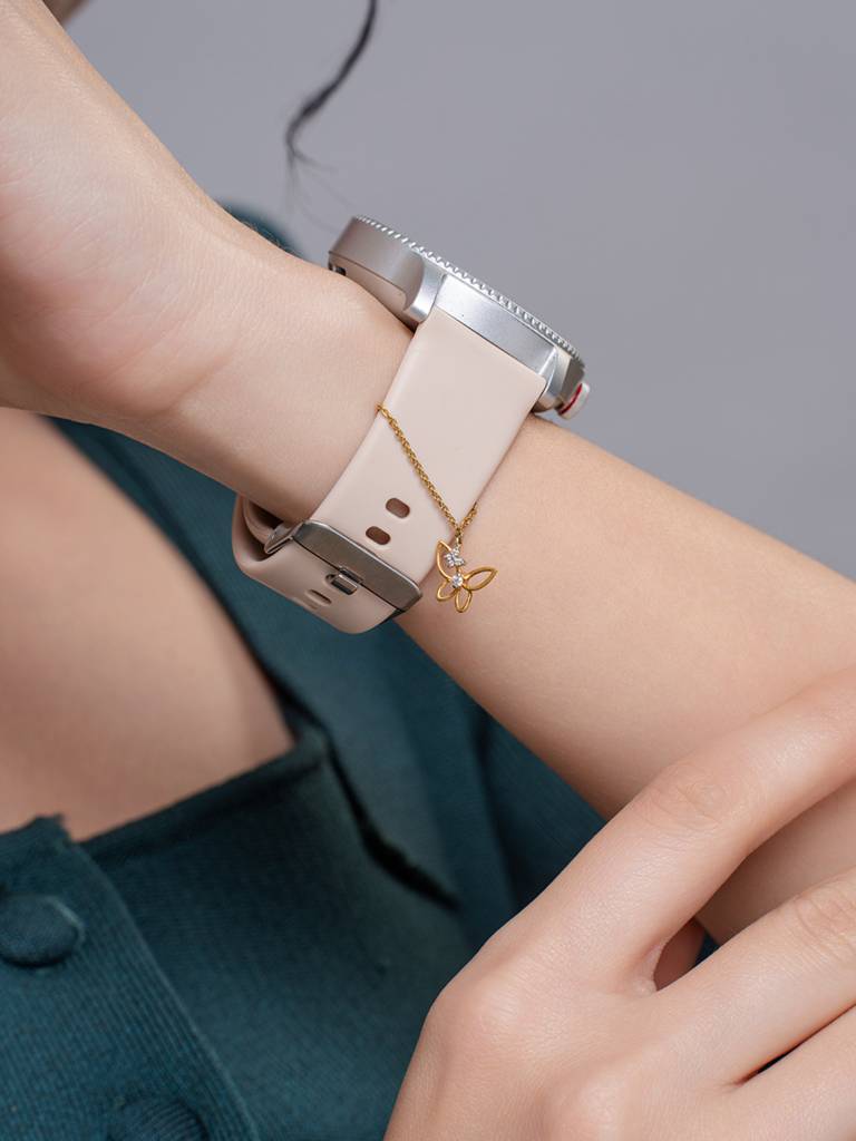 Butterfly Watch Charm 925 Sterling Silver 18Kt Gold Vermeil Jewellery For Women : QW135001_Y