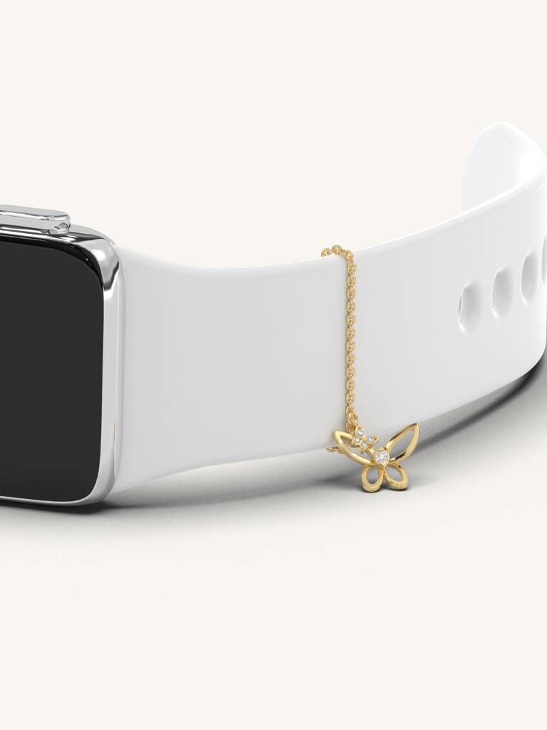 Butterfly Watch Charm 925 Sterling Silver 18Kt Gold Vermeil Jewellery For Women : QW135001_Y