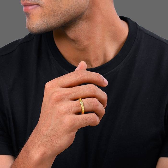 Golden Elegant Pattern Ring Band For Him : R01978_17