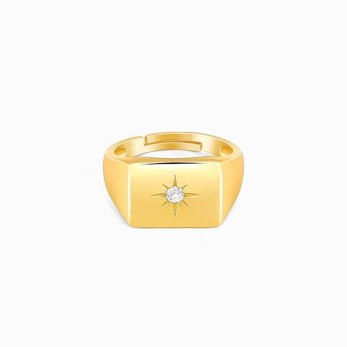 Golden Rise Star Signet Ring For Him : R02125_17