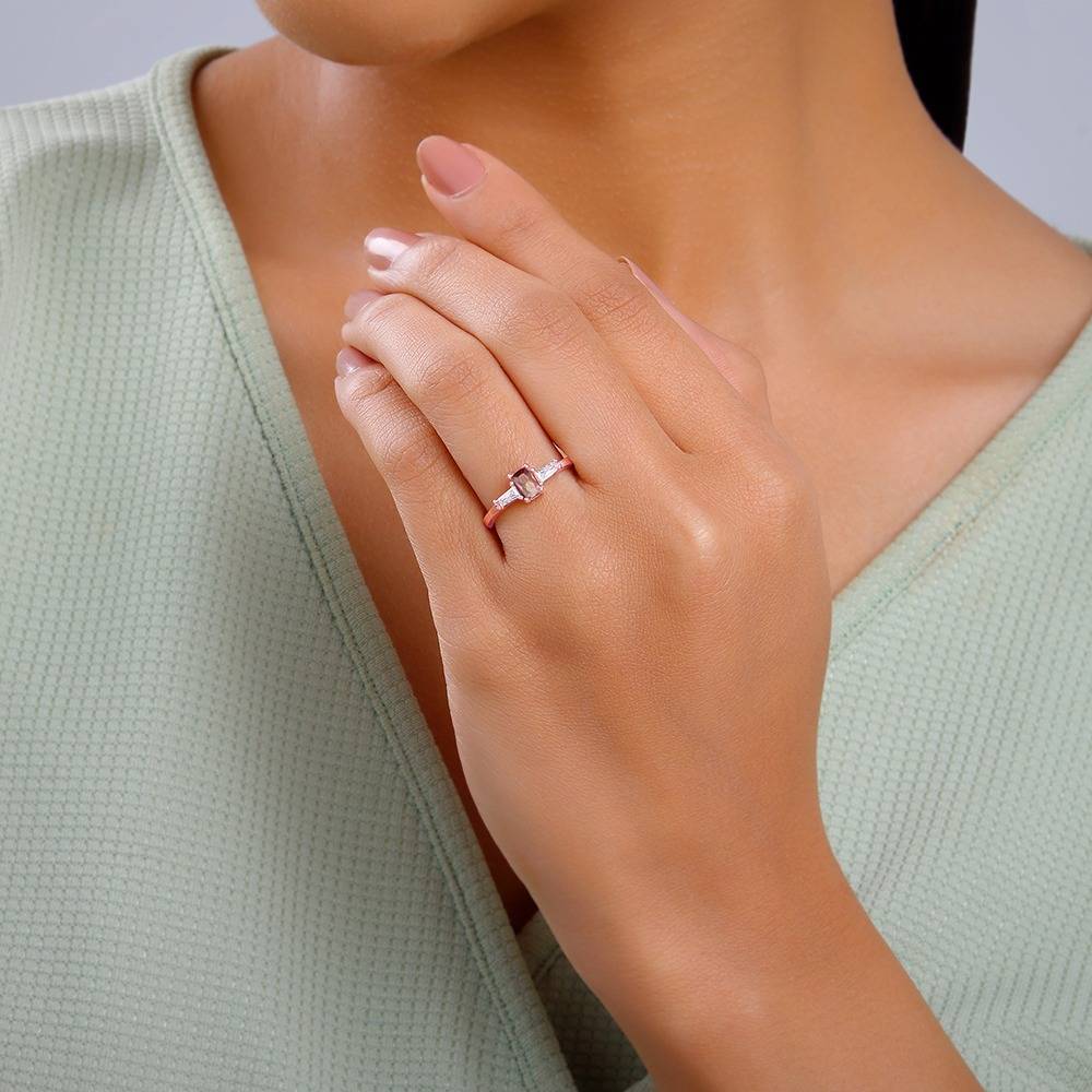 Giva 925 Silver Rose Gold Bar Of Beauty Ring ,Adjustable| Gifts For Couples | With Certificate Of Authenticity And 92 : R02147