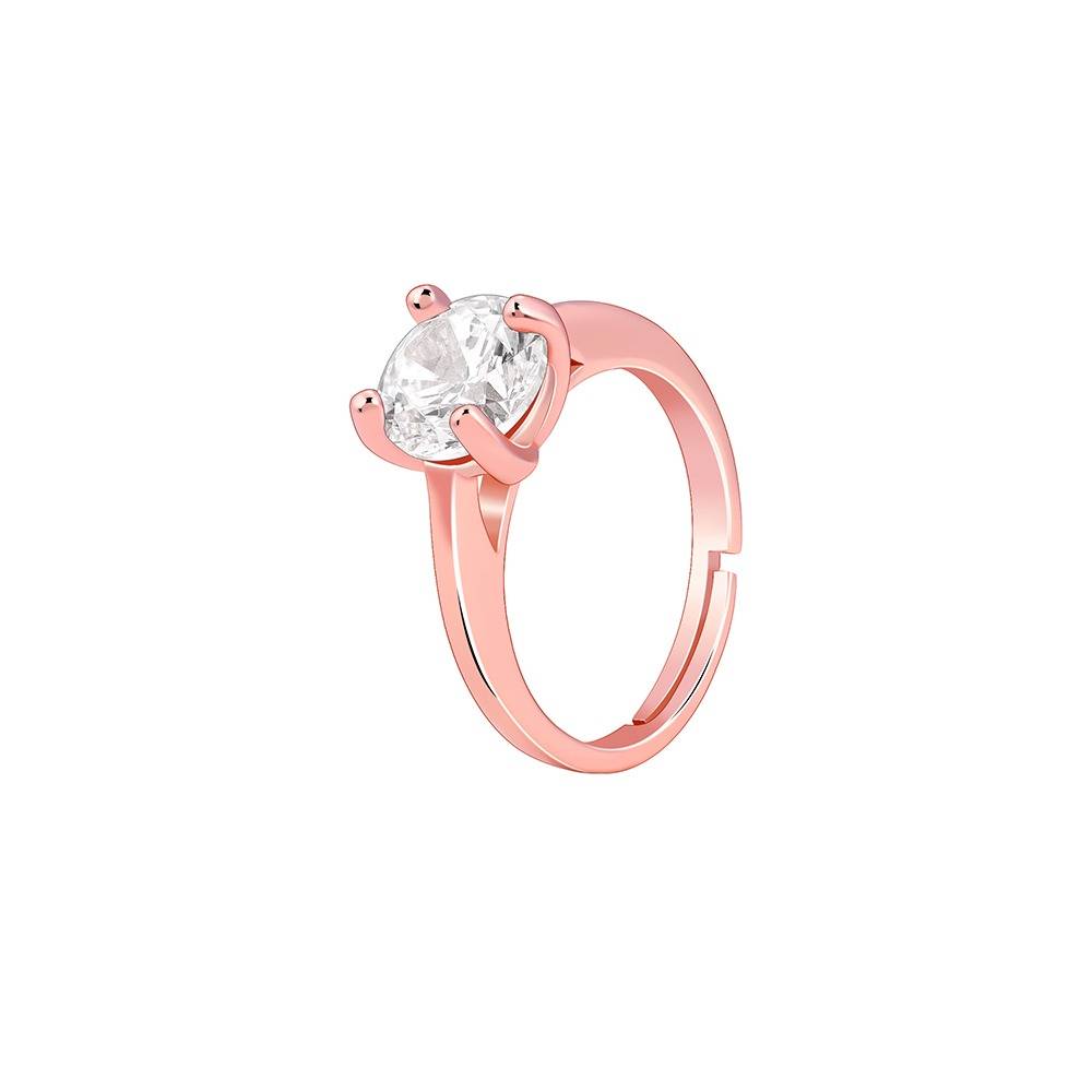 Giva 925 Silver Rose Gold Everlasting Solitaire Ring ,Adjustable| Gifts For Couples | With Certificate Of Authenticit : R02190