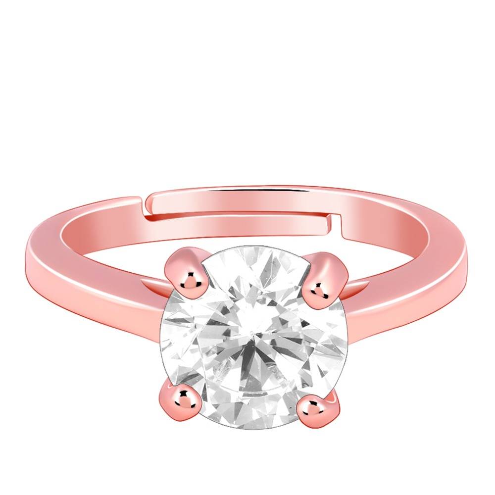Giva 925 Silver Rose Gold Everlasting Solitaire Ring ,Adjustable| Gifts For Couples | With Certificate Of Authenticit : R02190