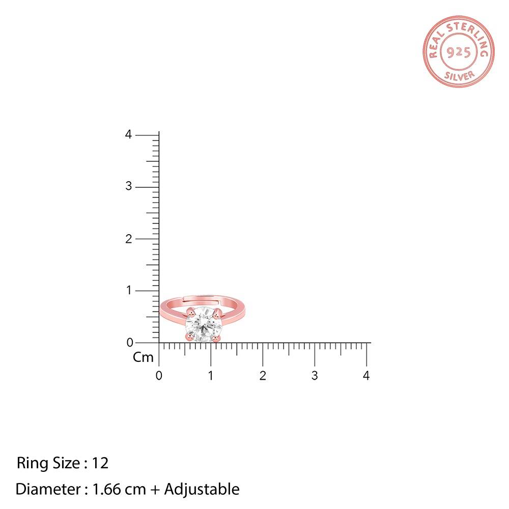 Giva 925 Silver Rose Gold Everlasting Solitaire Ring ,Adjustable| Gifts For Couples | With Certificate Of Authenticit : R02190