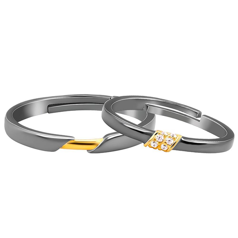 Giva 925 Silver Dual Tone Forever +1 Couple Bands,Male Ring: Indian - 18,Female Ring: Indian - 12| Gifts For Couples  : R02196