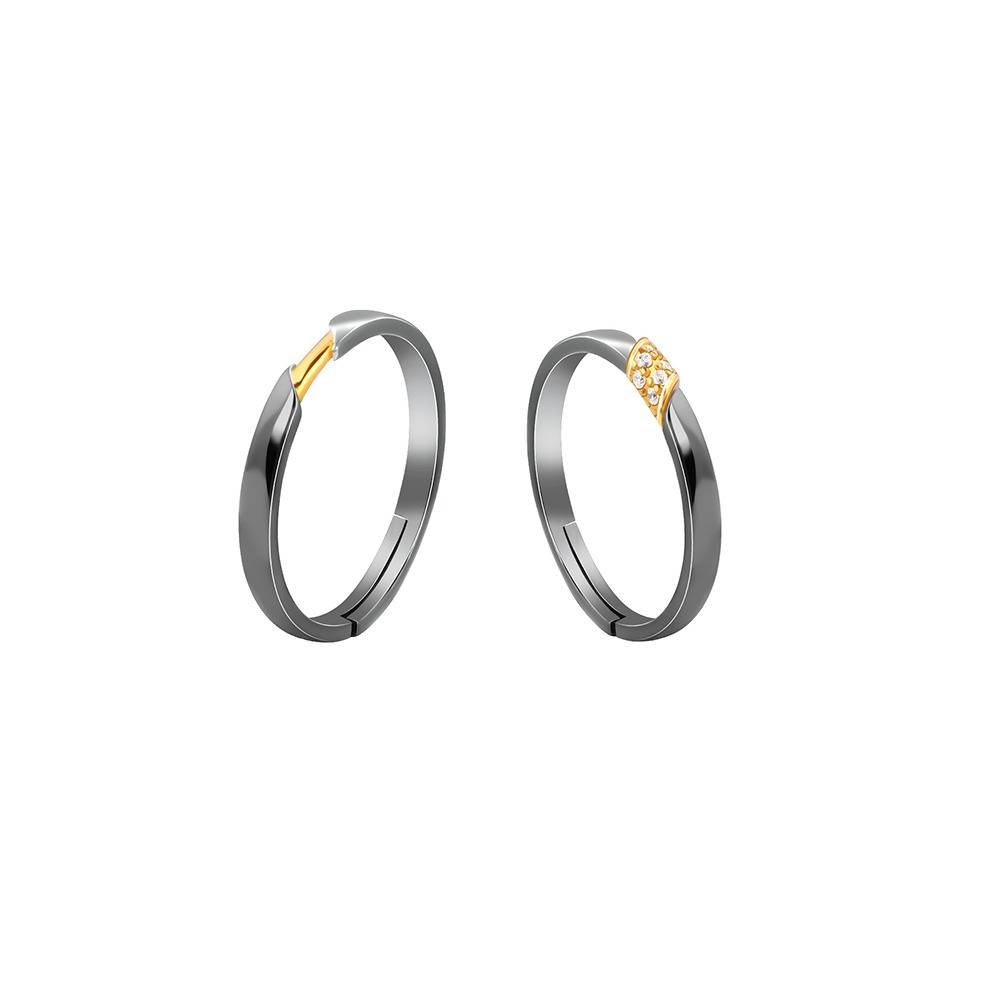 Giva 925 Silver Dual Tone Forever +1 Couple Bands,Male Ring: Indian - 18,Female Ring: Indian - 12| Gifts For Couples  : R02196