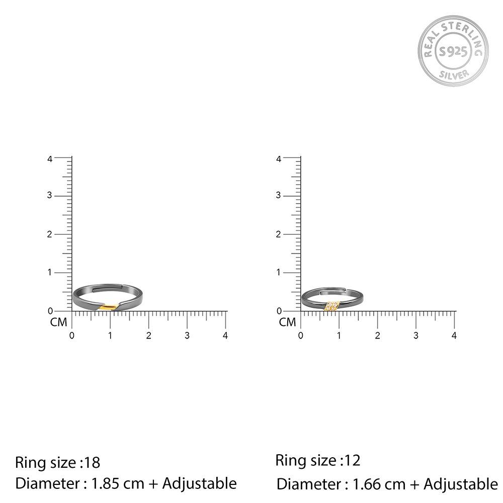 Giva 925 Silver Dual Tone Forever +1 Couple Bands,Male Ring: Indian - 18,Female Ring: Indian - 12| Gifts For Couples  : R02196