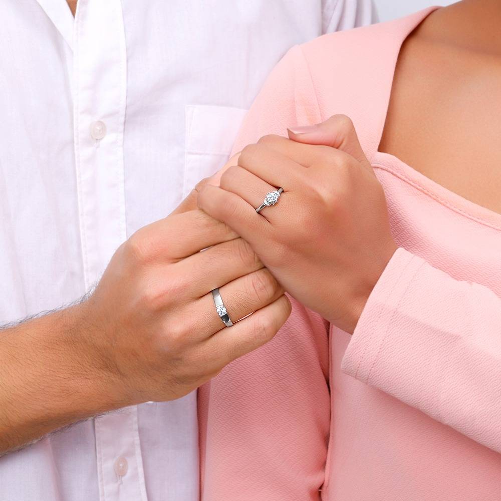 Giva 925 Silver Power Pair Couple Bands,Male Ring : Indian - 20,Female Ring: Indian - 12| Gifts For Couples | With Ce : R02197