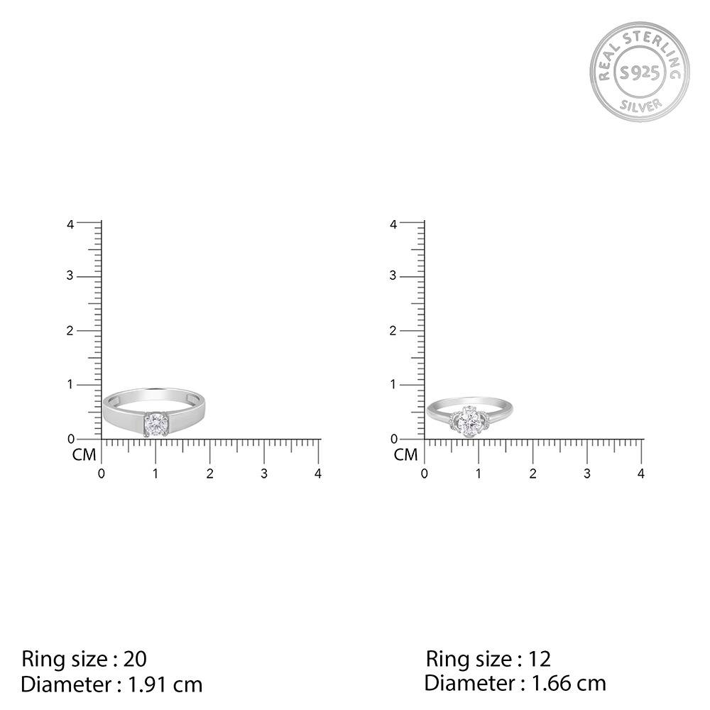 Giva 925 Silver Power Pair Couple Bands,Male Ring : Indian - 20,Female Ring: Indian - 12| Gifts For Couples | With Ce : R02197