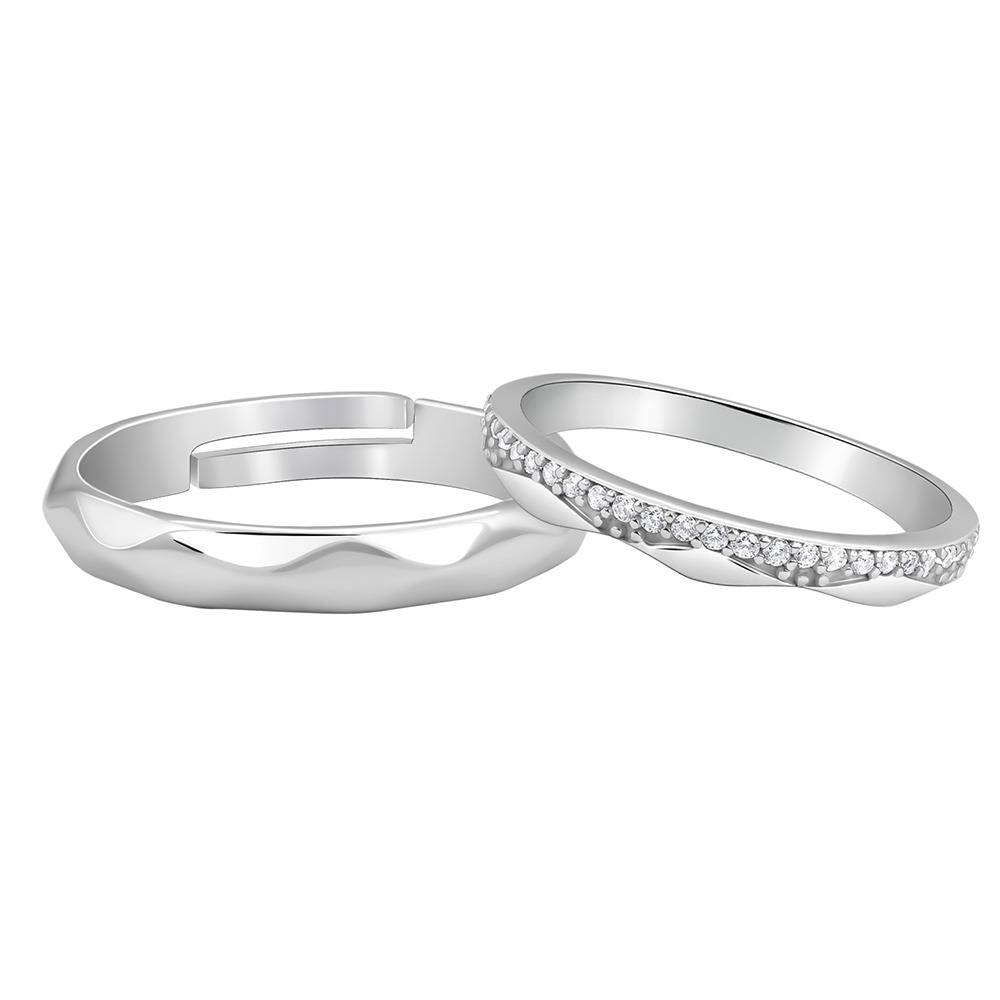 Giva 925 Silver Forever Us Couple Bands,Male Ring: Indian - 18,Female Ring: Indian - 12| Gifts For Couples | With Cer : R02198