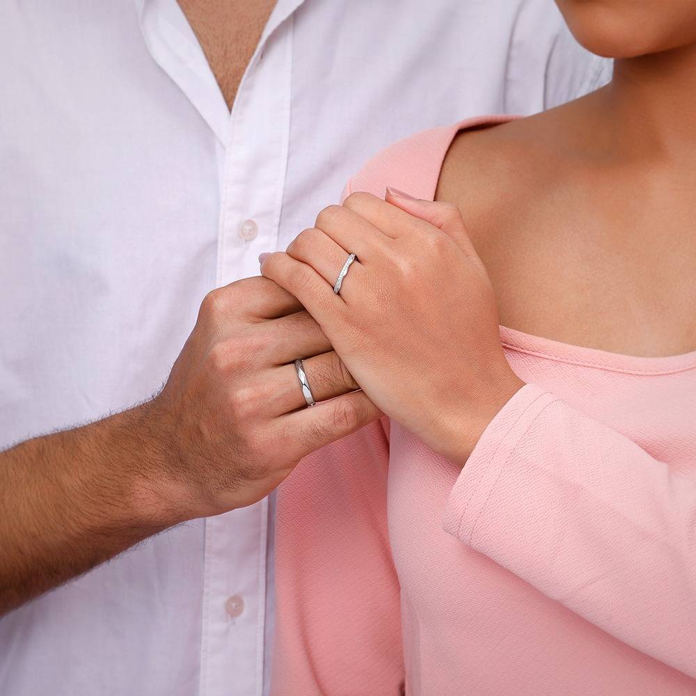 Giva 925 Silver Forever Us Couple Bands,Male Ring: Indian - 18,Female Ring: Indian - 12| Gifts For Couples | With Cer : R02198