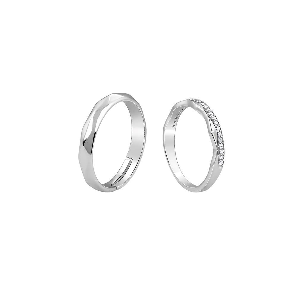 Giva 925 Silver Forever Us Couple Bands,Male Ring: Indian - 18,Female Ring: Indian - 12| Gifts For Couples | With Cer : R02198