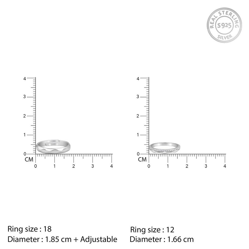 Giva 925 Silver Forever Us Couple Bands,Male Ring: Indian - 18,Female Ring: Indian - 12| Gifts For Couples | With Cer : R02198