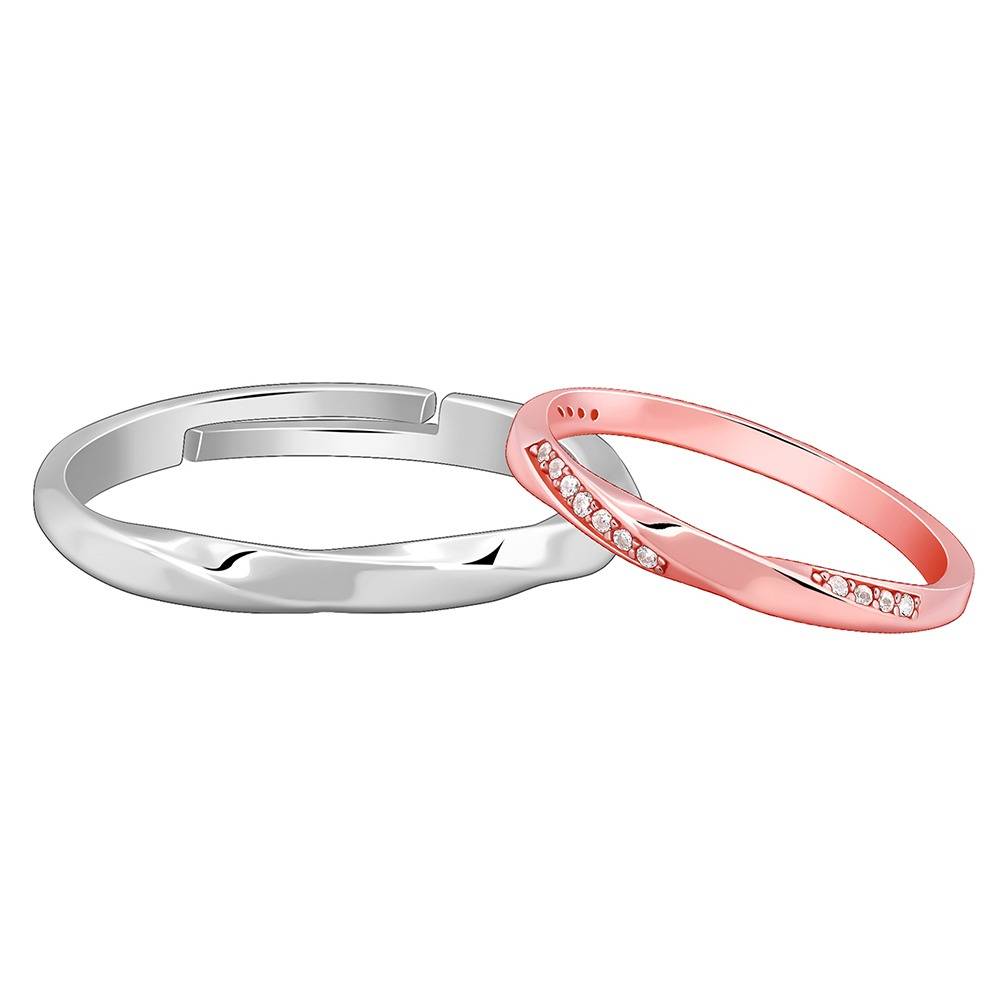 Giva 925 Silver Dual Tone Meant2B Couple Bands,Male Ring: Indian - 17,Female Ring: Indian - 12| Gifts For Couples | W : R02202