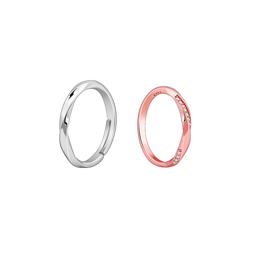 Giva 925 Silver Dual Tone Meant2B Couple Bands,Male Ring: Indian - 17,Female Ring: Indian - 12| Gifts For Couples | W : R02202