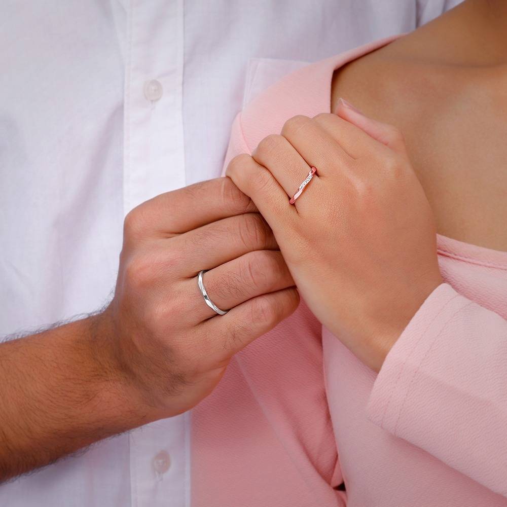 Giva 925 Silver Dual Tone Meant2B Couple Bands,Male Ring: Indian - 17,Female Ring: Indian - 12| Gifts For Couples | W : R02202
