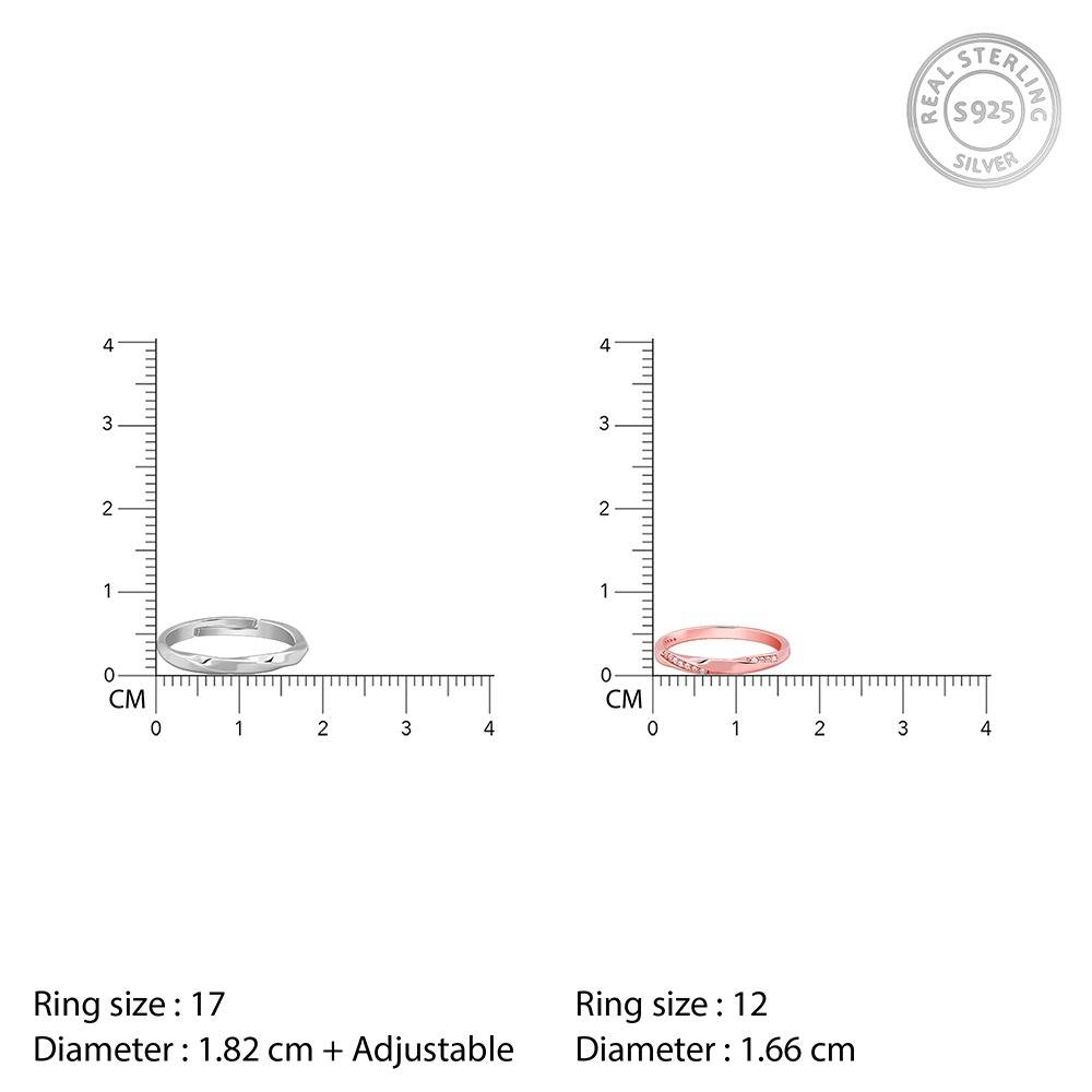 Giva 925 Silver Dual Tone Meant2B Couple Bands,Male Ring: Indian - 17,Female Ring: Indian - 12| Gifts For Couples | W : R02202