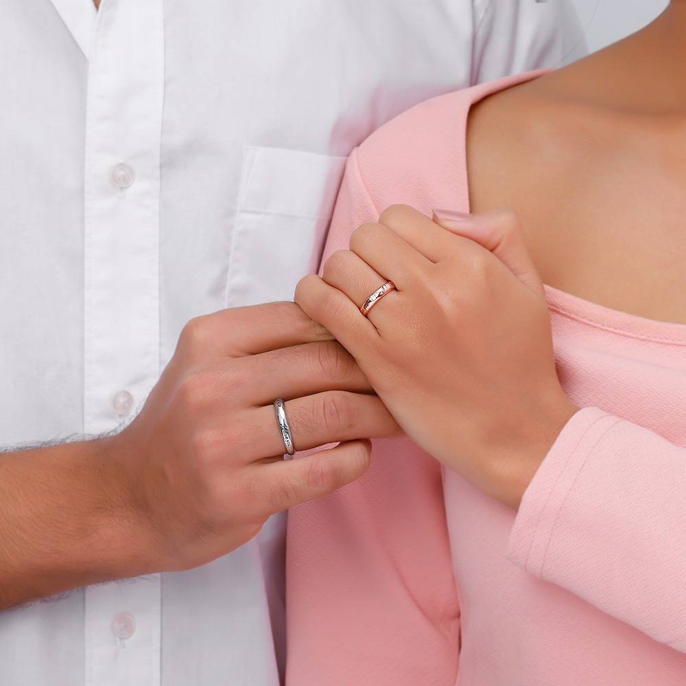 Giva 925 Silver Dual Tone Heartstrings Couple Bands,Male Ring : Indian - 17,Female Ring: Indian - 13| Gifts For Coupl : R02205