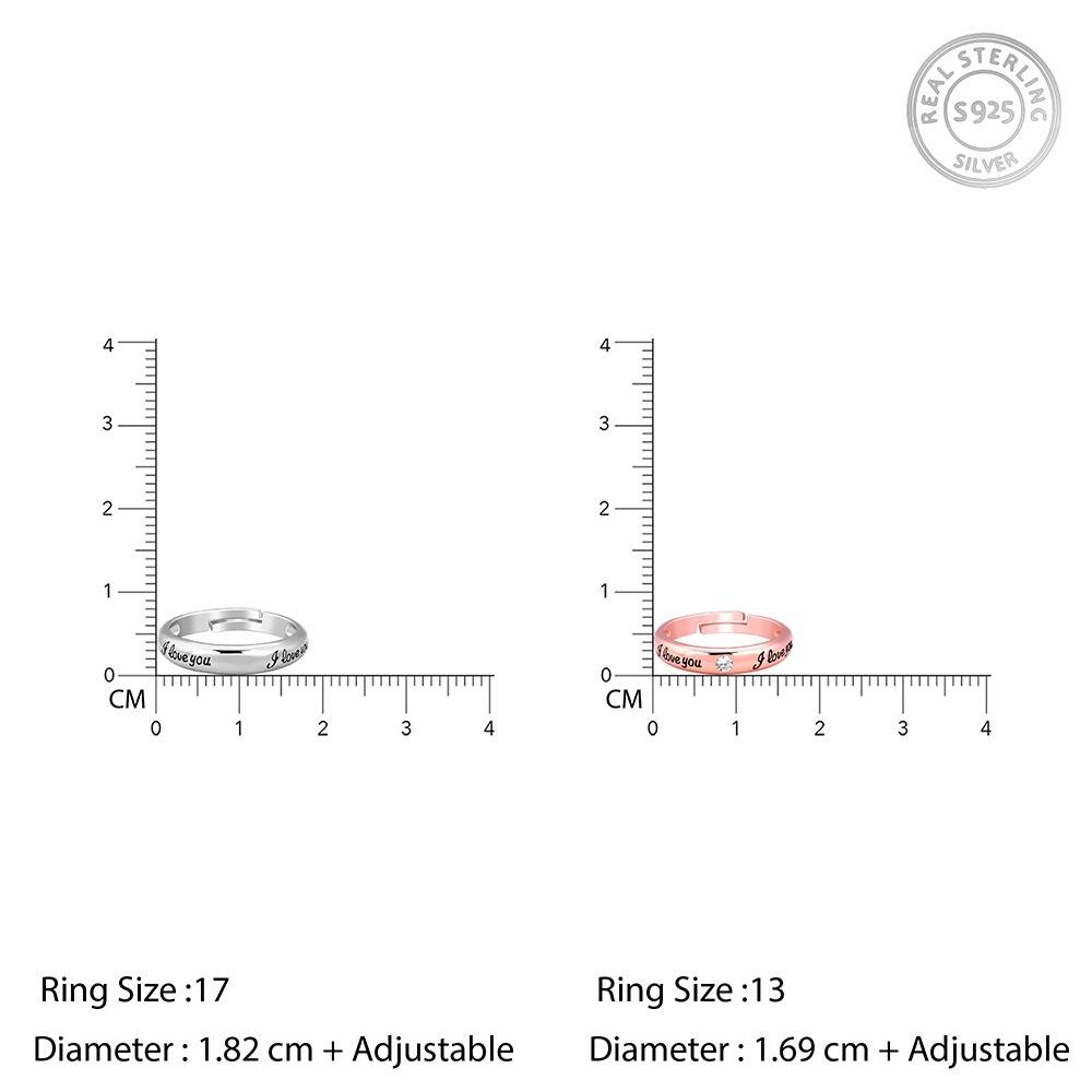 Giva 925 Silver Dual Tone Heartstrings Couple Bands,Male Ring : Indian - 17,Female Ring: Indian - 13| Gifts For Coupl : R02205