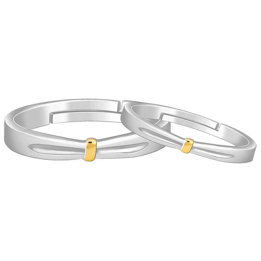 Giva 925 Silver Dual Tone Twin Flame Couple Bands, Adjustable| Gifts For Couples | With Certificate Of Authenticity A : R02206
