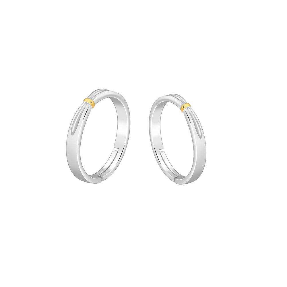 Giva 925 Silver Dual Tone Twin Flame Couple Bands, Adjustable| Gifts For Couples | With Certificate Of Authenticity A : R02206