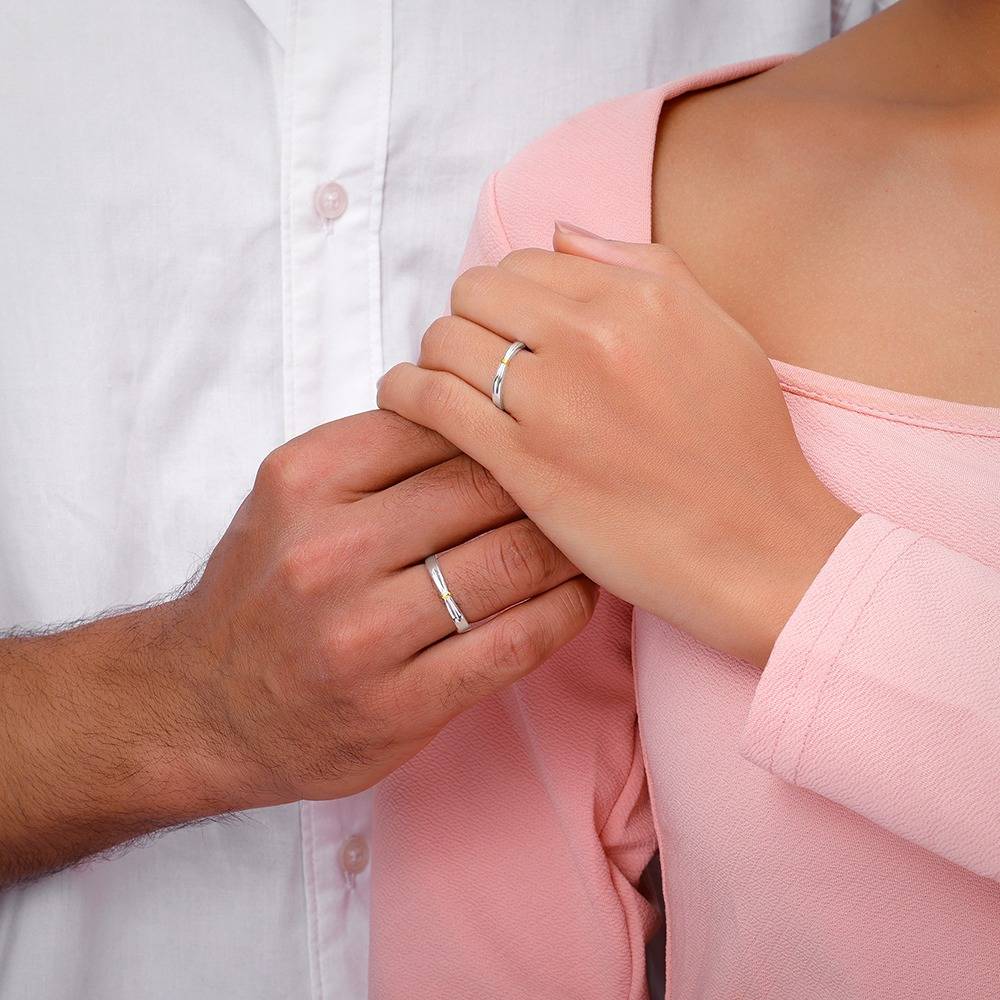 Giva 925 Silver Dual Tone Twin Flame Couple Bands, Adjustable| Gifts For Couples | With Certificate Of Authenticity A : R02206