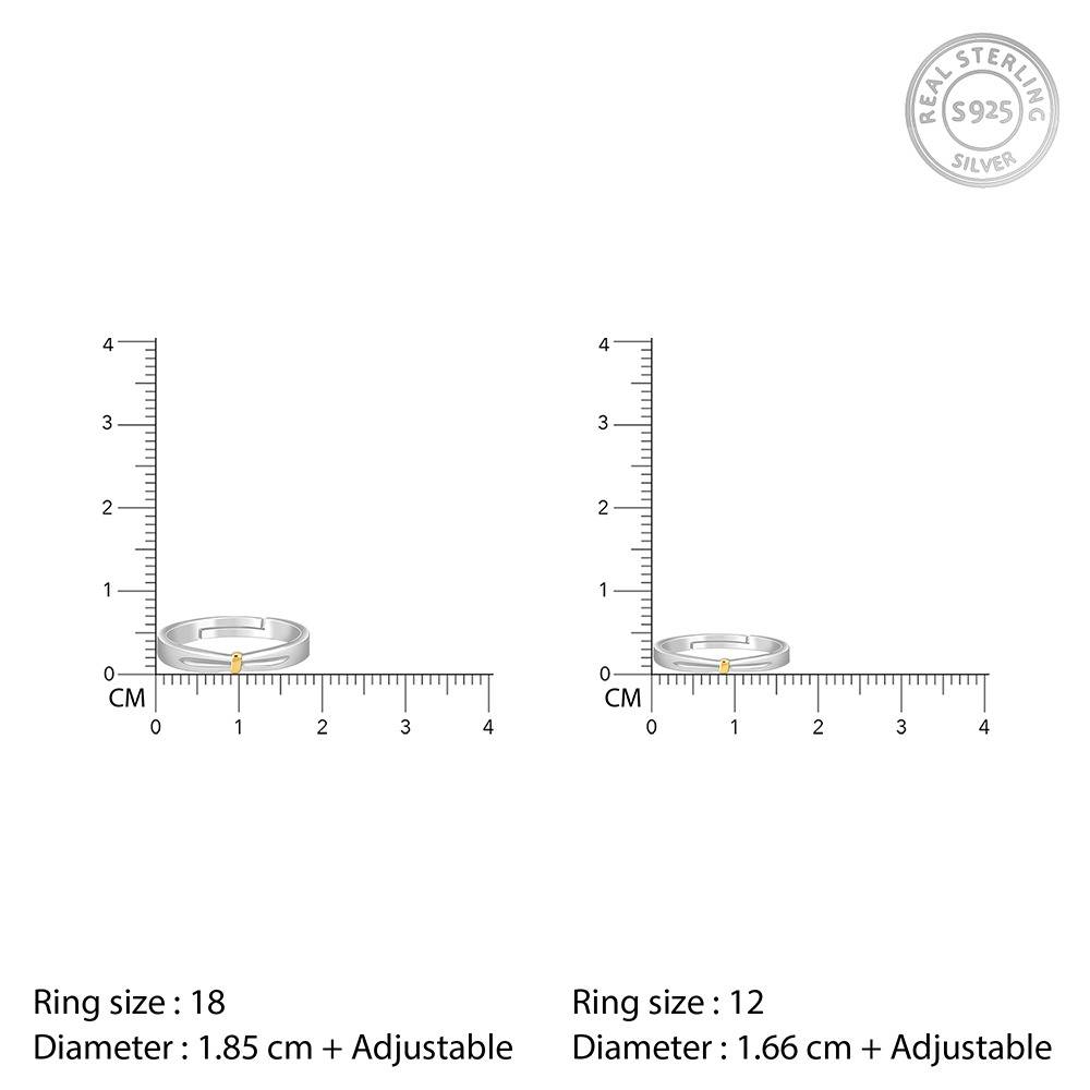 Giva 925 Silver Dual Tone Twin Flame Couple Bands, Adjustable| Gifts For Couples | With Certificate Of Authenticity A : R02206