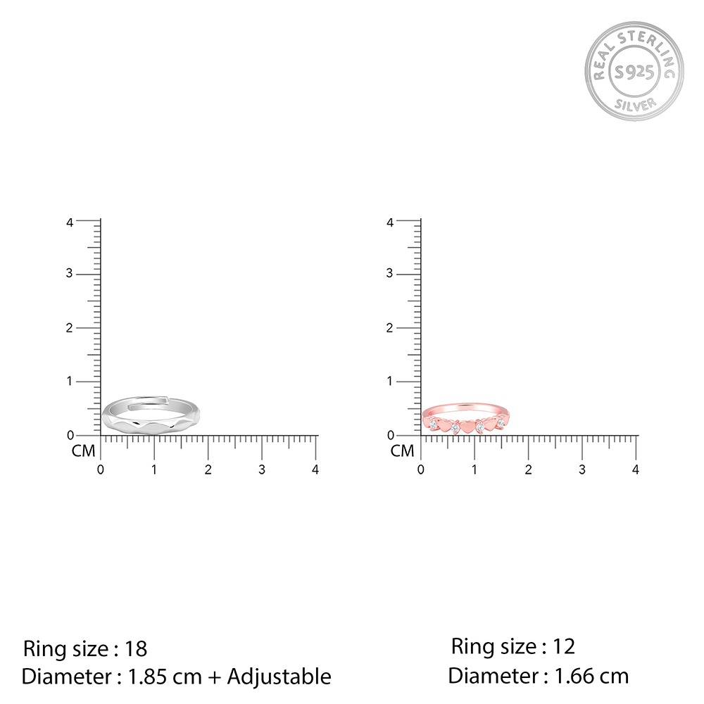 Giva 925 Silver Dual Tone One Love Couple Bands, Male Ring: Indian - 18,Female Ring :Indian - 12| Gifts For Couples | : R02210