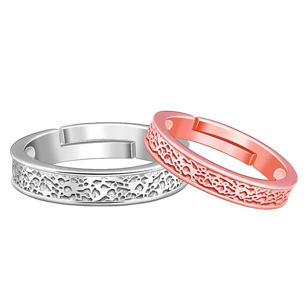 Giva 925 Silver Dual Tone Destined Hearts Couple Bands, Adjustable| Gifts For Couples | With Certificate Of Authentic : R02211