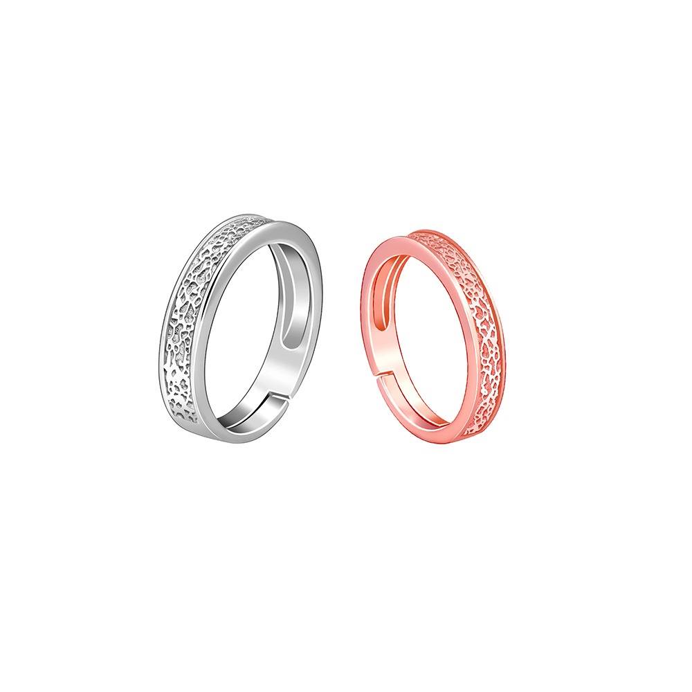 Giva 925 Silver Dual Tone Destined Hearts Couple Bands, Adjustable| Gifts For Couples | With Certificate Of Authentic : R02211