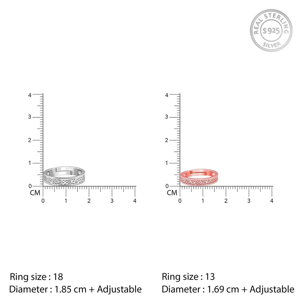 Giva 925 Silver Dual Tone Destined Hearts Couple Bands, Adjustable| Gifts For Couples | With Certificate Of Authentic : R02211