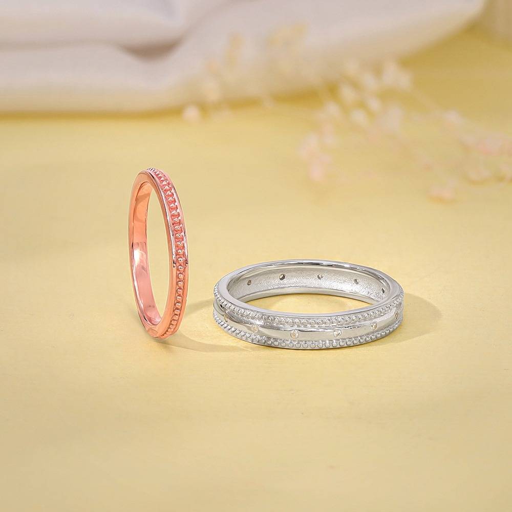 Giva 925 Silver Dual Tone Lifeline Couple Bands,Male Ring: Indian - 20,Female Ring: Indian - 12| Gifts For Couples |  : R02217