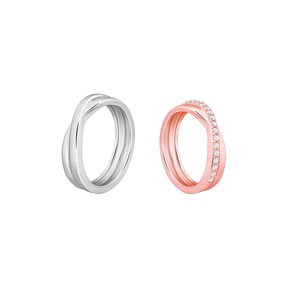 Giva 925 Silver Dual Tone True Vow Couple Bands,Male Ring: Indian - 20,Female Ring: Indian - 12| Gifts For Couples |  : R02218