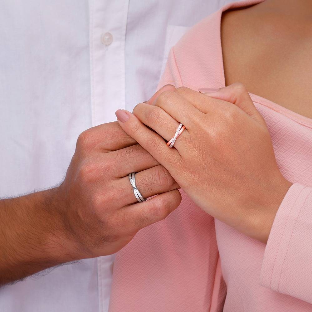 Giva 925 Silver Dual Tone True Vow Couple Bands,Male Ring: Indian - 20,Female Ring: Indian - 12| Gifts For Couples |  : R02218