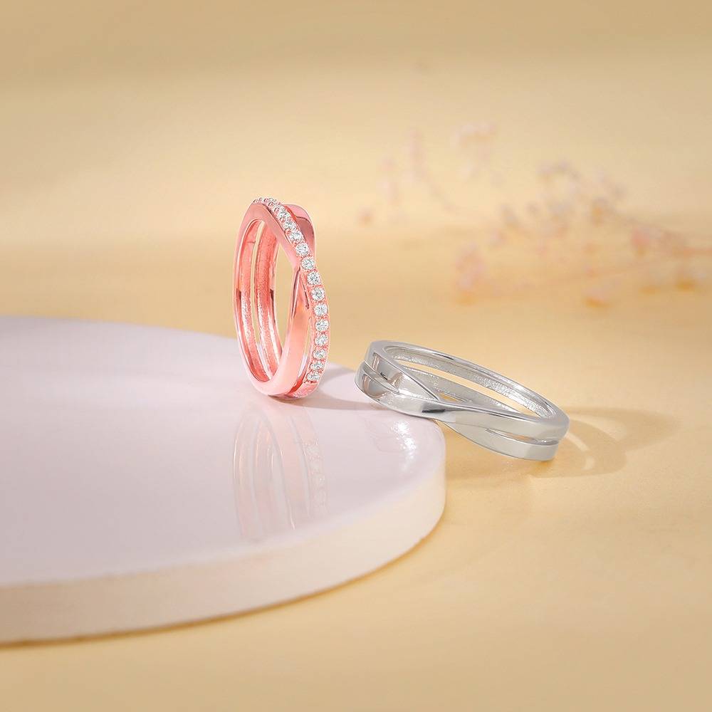 Giva 925 Silver Dual Tone True Vow Couple Bands,Male Ring: Indian  20,Female Ring: Indian 12| Gifts For Couples With Certificate Of  Authenticity