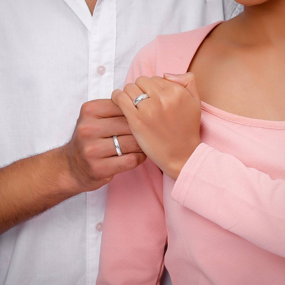 Giva 925 Silver Tied Together Couple Rings,Male Ring: Indian - 20,Female Ring: Indian - 12| Gifts For Couples | With  : R02219