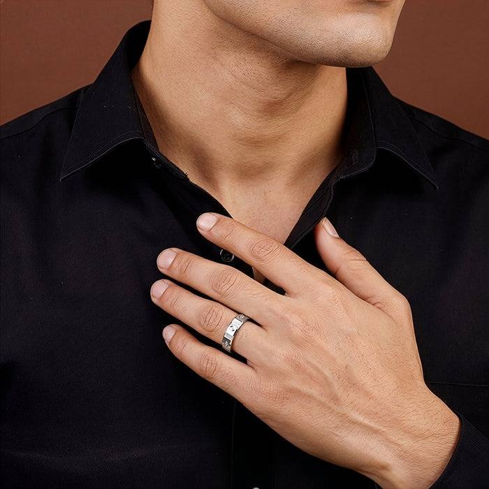 925 Silver Cadence Ring For Him, Fixed Size|Gifts For Men & Boys | With Certificate Of Authenticity And 925 Stamp | 6 : R03513