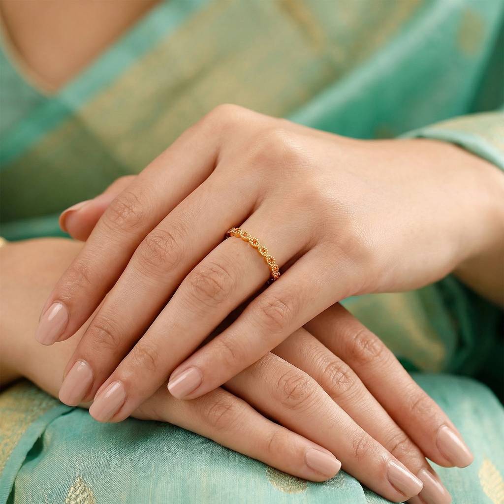 925 Silver Golden Pele Ring,Fixed Size, Indian-12|Gifts For Women And Girls | With Certificate Of Authenticity And 92 : R03576