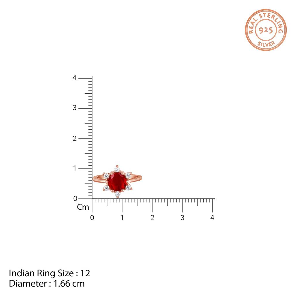 925 Silver Rose Gold Pomona Ring,Fixed Size, Indian-12|Gifts For Women And Girls | With Certificate Of Authenticity A : R03580