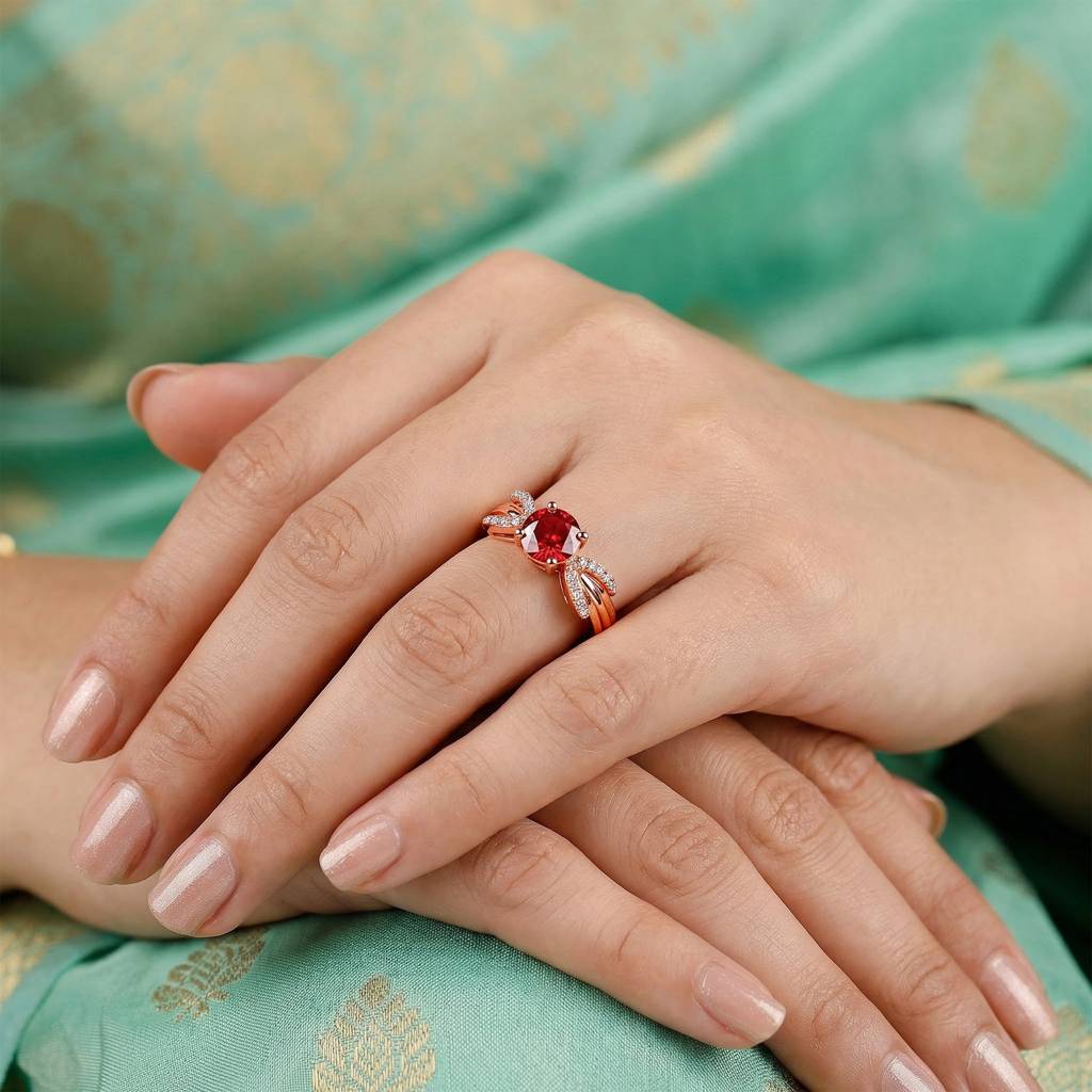 925 Silver Rose Gold Izanami Ring,Fixed Size, Indian-12|Gifts For Women And Girls | With Certificate Of Authenticity  : R03586