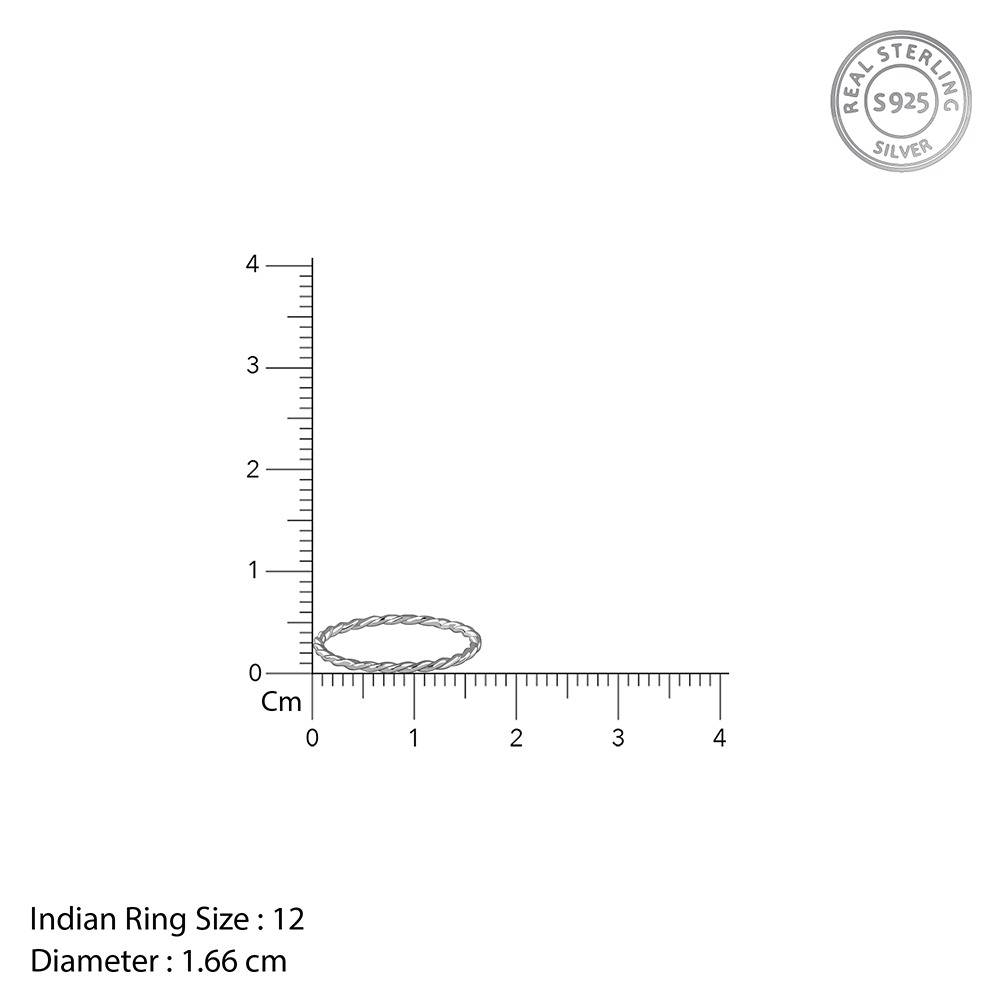 925 Silver Braid Ring, Fixed Size, Indian -12|Gifts For Women And Girls | With Certificate Of Authenticity And 925 St : R03606