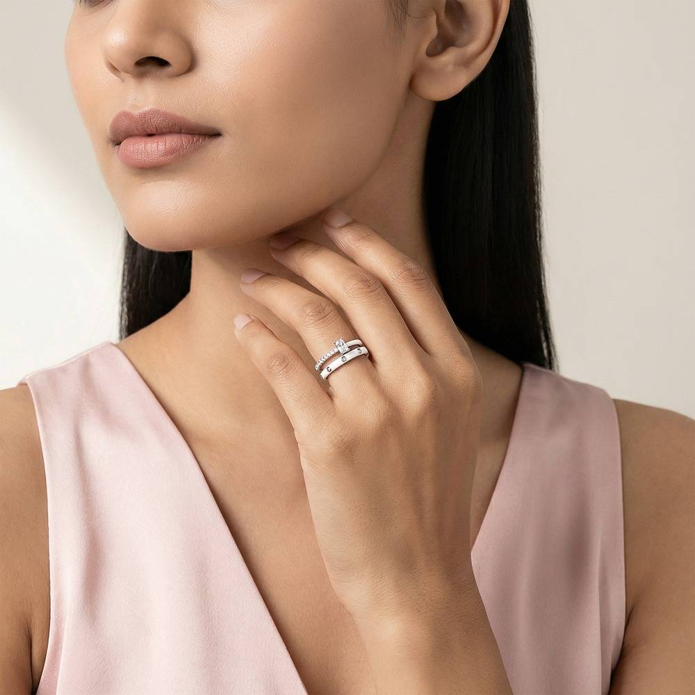 925 Silver Cute Girl Stack Rings, Fixed Size, Indian -12|Gifts For Women And Girls | With Certificate Of Authenticity : R03651