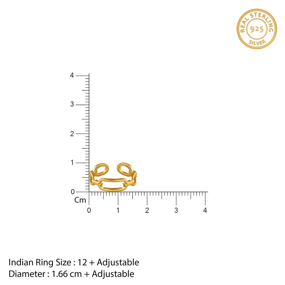 925 Silver Golden Toggle Adjustable Ring,Adjustable, Indian - 12|Gifts For Women And Girls | With Certificate Of Auth : R03662