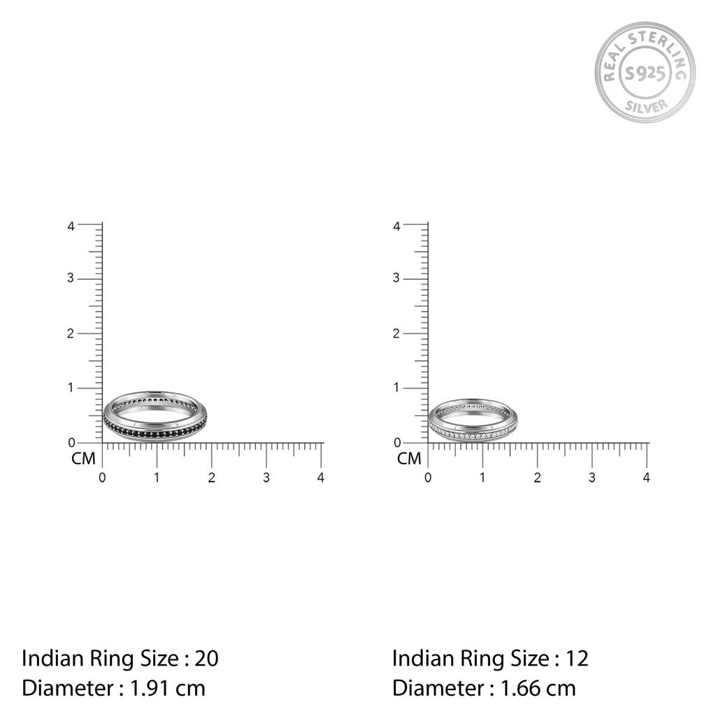 925 Silver Duo Couple Bands,Fixed Size,Indian -12 (F),Indian -20 (M)|Gifts For Women And Girls |With Certificate Of A : R03693