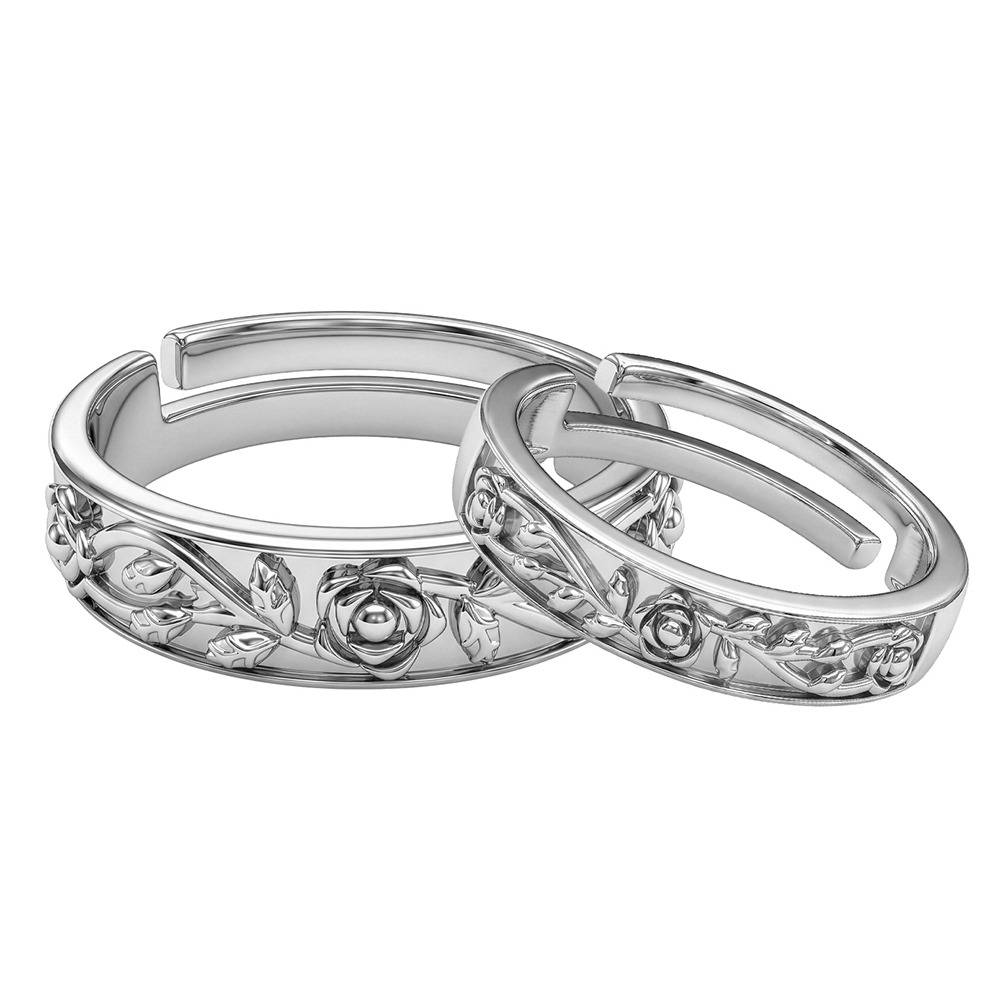 925 Silver Woven Promise Couple Rings, Adjustable |Gifts For Women And Girls | With Certificate Of Authenticity And 9 : R03694