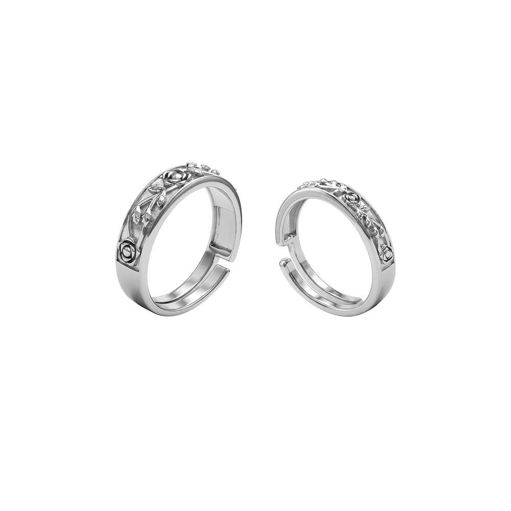 925 Silver Woven Promise Couple Rings, Adjustable |Gifts For Women And Girls | With Certificate Of Authenticity And 9 : R03694