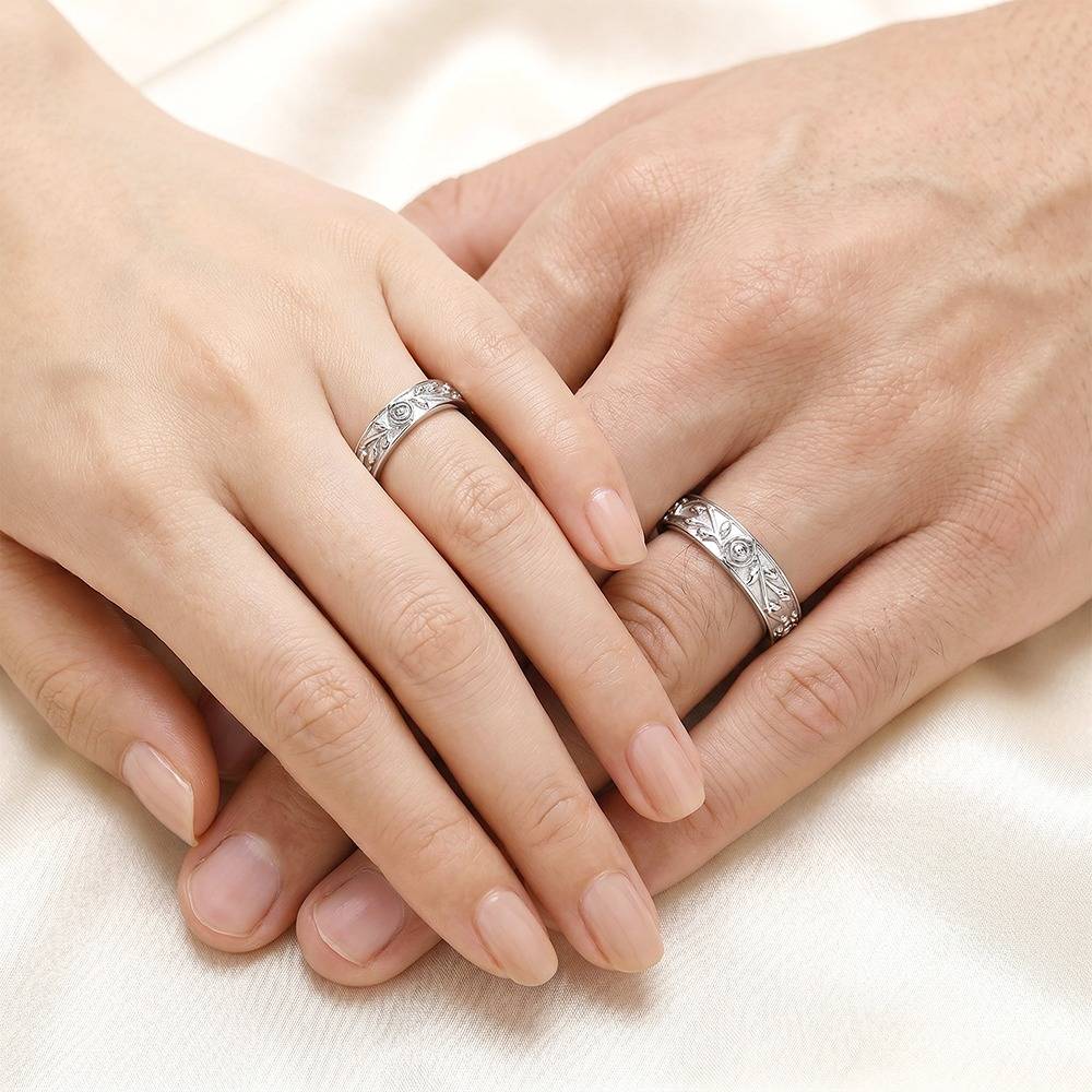 925 Silver Woven Promise Couple Rings, Adjustable |Gifts For Women And Girls | With Certificate Of Authenticity And 9 : R03694