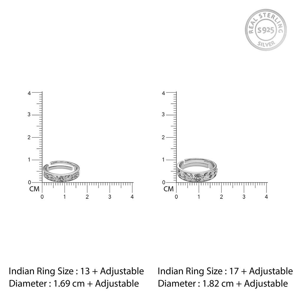 925 Silver Woven Promise Couple Rings, Adjustable |Gifts For Women And Girls | With Certificate Of Authenticity And 9 : R03694