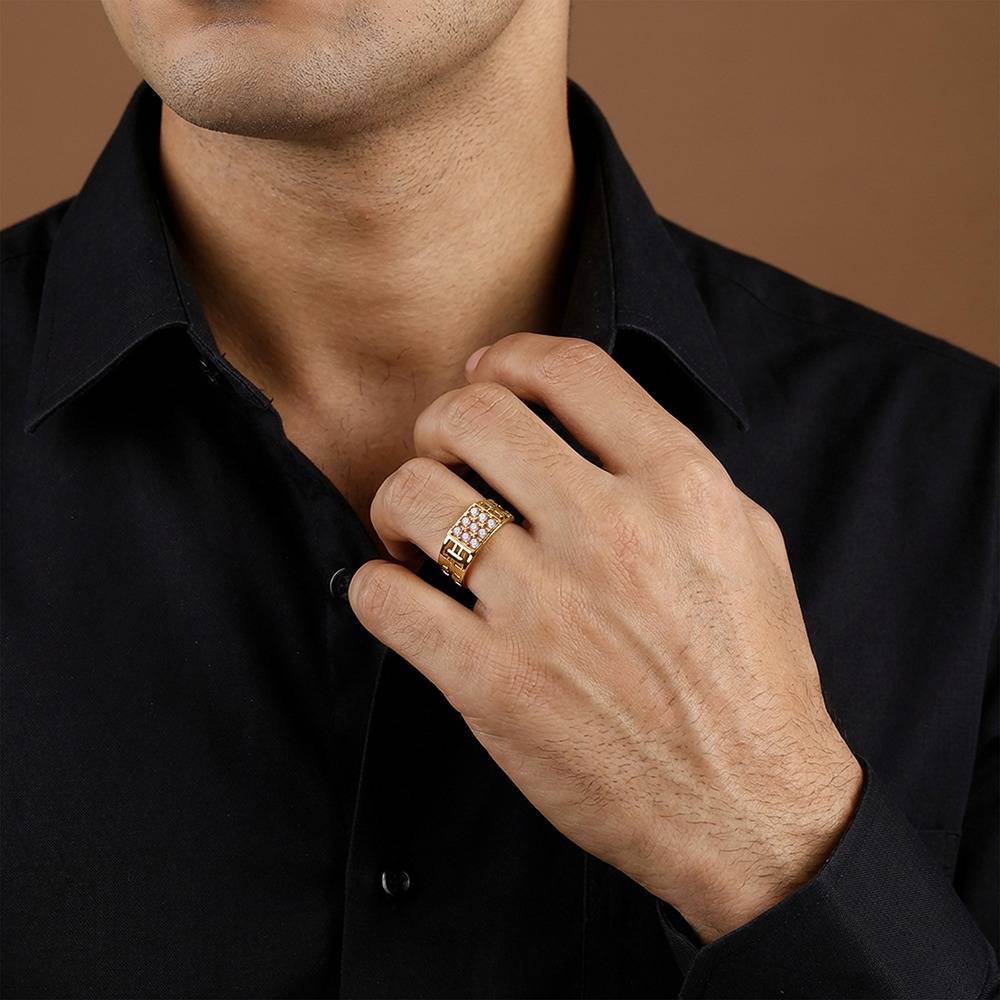 925 Silver Golden Matrix Cross Ring For Him,Fixed Size, Indian-20|Gifts For Men And Boys : R03826
