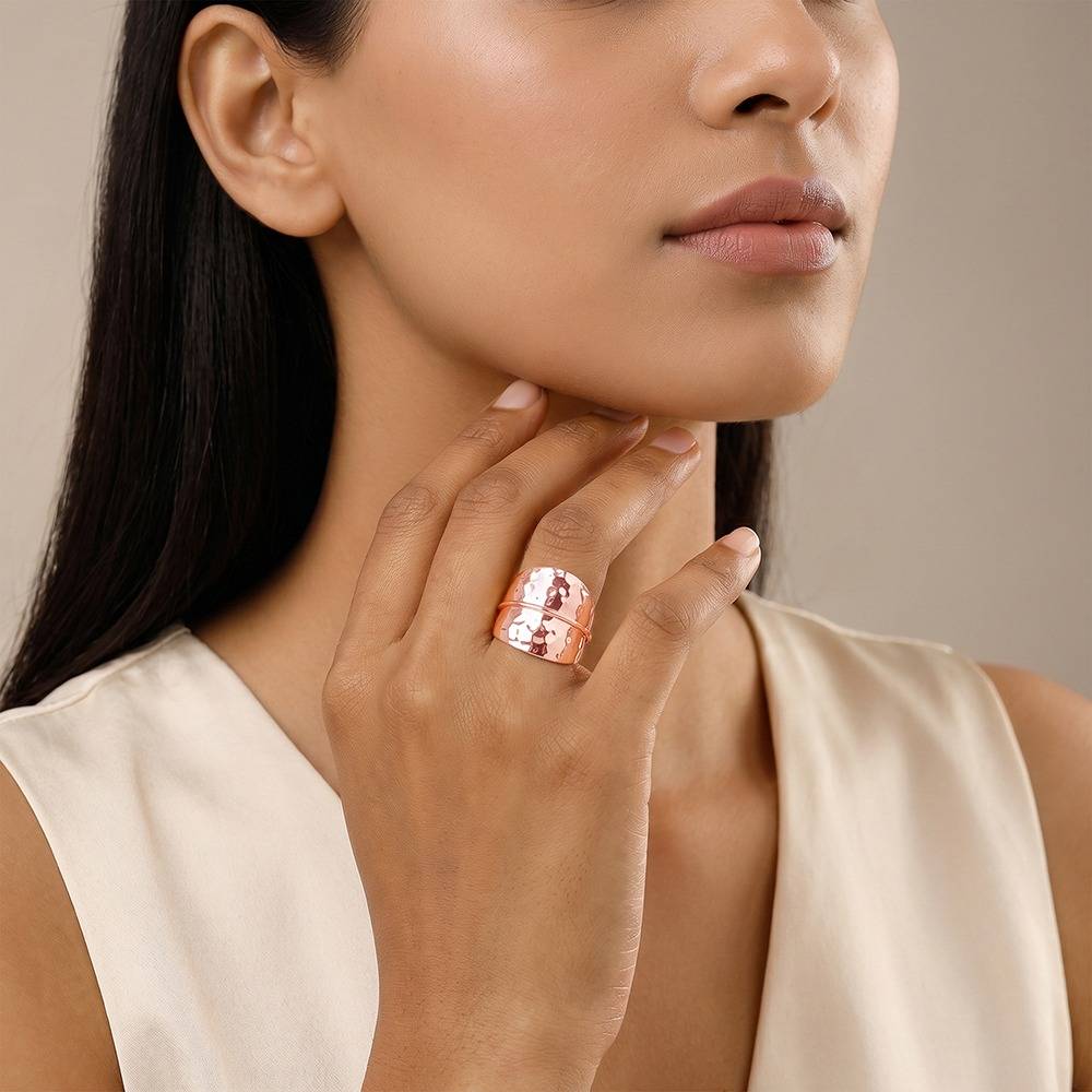 925 Silver Rose Gold Plain Cocktail Ring, Fixed Size, Indian-12|Gifts For Women And Girls | With Certificate Of Authe : R03942
